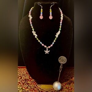 SHOJ Sparkling Starfish Pendant Necklace with Matching Earrings